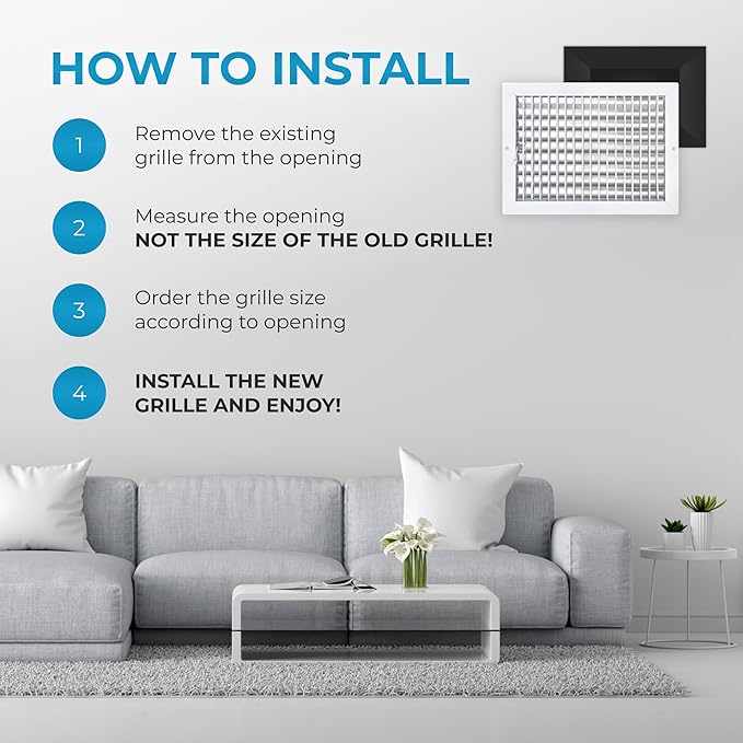 Aluminum 14 x 10 Inch (Duct Opening) Air Vent Covers Wall AC Grille – Premium Register Vent Cover – Durable Rustproof Wall Grille – Overall Size 15-5/8 x 11-5/8 Inch – Adjustable Front Blades, White - Image 6