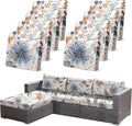 8Pcs High Elastic Digitally Printed Sofa Seat Cushion Cover, Soft & Comfortable Reusable Floral Print Stretch Couch Cushion Slipcover for Outdoor Furniture Protector Replacement, All-Season by CALBODE