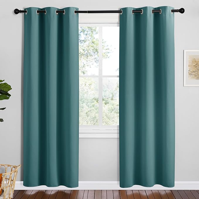 NICETOWN Sea Teal Blackout Curtains 78 inches Length for Bedroom, 2 Panels, 42" Wide, Thermal Insulated Decoration Drapes for Office Window by NICETOWN