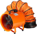 VEVOR Air Mover Blower Fan 10 Inch, 1893CFM 380W with 33ft Flexible Duct, Industrial Portable Ventilator Blower/Exhaust, Orange by VEVOR