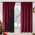 BGment Christmas Red 100% Blackout Curtains for Bedroom, Thermal Insulated Full Room Darkening Noise Reducing Thick Rod Pocket Curtains, 52 x 63 Inch, 2 Panels by BGment