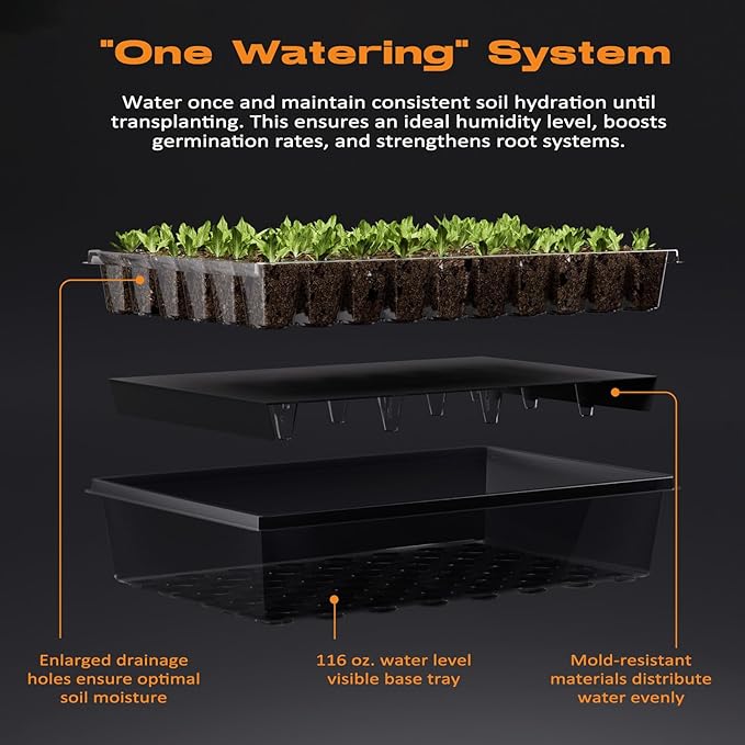 120-Cell Self-Watering Seed Starter Tray with Grow Light, Seed Starter Kit with 4.07” Humidity Dome, Indoor Seedling Starter Tray, Seed Starting Trays for Plant Germination, Seeds Growing - Image 3
