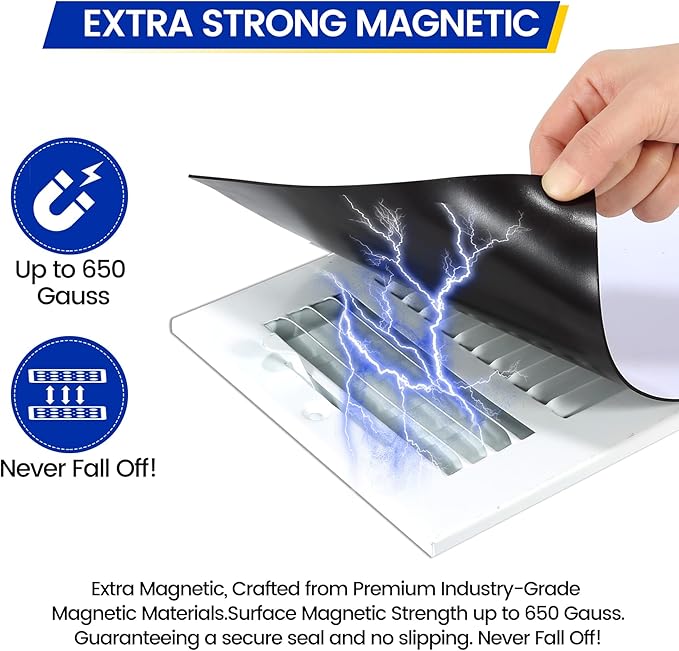 Square Magnetic Vent Covers, 8" x 8" (3 Pack), Extra Strong Magnets, Fits Steel Vents Only, Complete Seal, Air Vent/Register Covers for Home Ceiling, Wall, HVAC, AC, and Heater Vents - Image 2