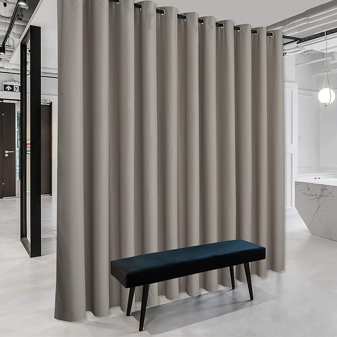 RYB HOME Extra Wide Curtains for Divider for Room Separation Soundproof Temporary Door Curtains for Bedroom Closet Office Home Theatre Garage Living Room Privacy Drop Cloth, W 20 x T 7 ft, Sand by RYBHOME