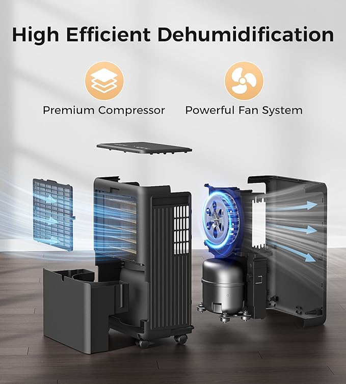 2000 Sq.Ft Dehumidifier for Basement, 30 Pints Dehumidifiers for Home with Drain Hose, 0.52 Gal Water Tank, Intelligent Humidity Control, Auto Shut Off, For Large Rooms and Home - Image 3