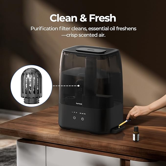 Top Fill Humidifiers for Bedroom, 4.0L Tank Cool Mist Humidifiers for Large Room, 40H Runtime, 28dB Quiet Ultrasonic Air Humidifier for Home, Plants with 9H Timer, Aroma Tray - Image 4
