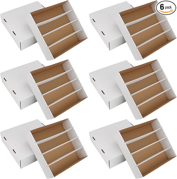 Trading Card Storage Box 3120 Count Collector Cards Box White Sports Card Storage Boxes Card Sorting Tray Cases Cards Collection Trading Cards Box for Soccer Basketball Cards(6 Set) by HIMOMO