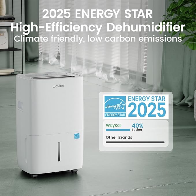 Waykar 120 Pints Energy Star Dehumidifier for Spaces up to 6,500 Sq. Ft at Home, in Basements and Large Rooms with Drain Hose and 1.14 Gallons Water Tank - Image 5