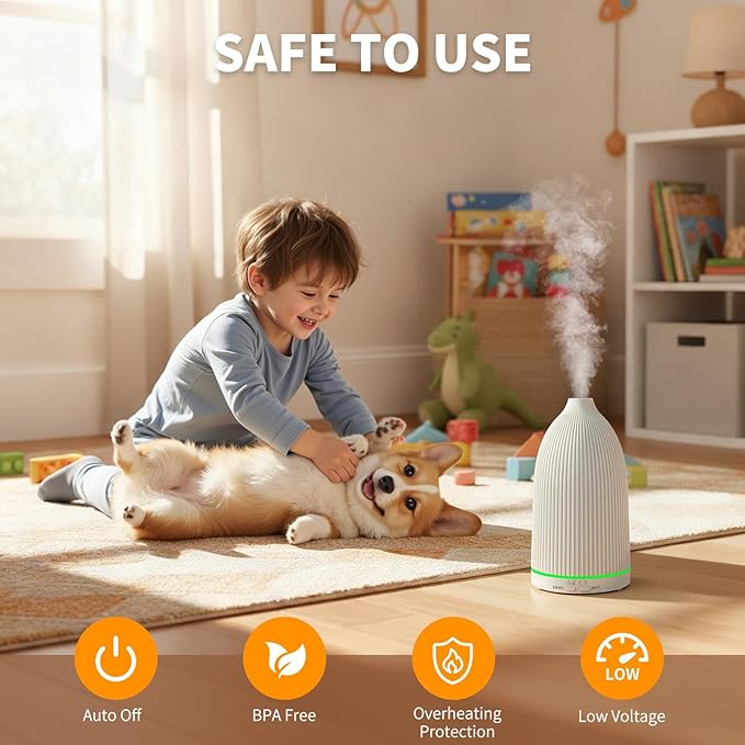 URPOWER 100ML Essential Oil Diffuser Ultrasonic Cool Mist Humidifier with 7 LED Lights, Timer & Auto-Off Quiet Aromatherapy Scent Diffuser for Home Bedroom Office Relaxation - Image 4
