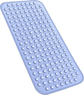 YINENN Bath Tub Shower Stall Mats 31x15.5 Inch Non-Slip and Latex Free,Bathtub Mat with Suction Cups,Machine Washable Bathroom Mats with Drain Holes (Light Blue) by YINENN