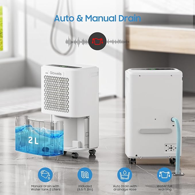 2500 Sq.Ft Dehumidifiers for Home Basement with Drain Hose, 34 Pints Large Room Dehumidifier Portable with Smart Humidity Control, 3 Opeartion Modes for RV, Bathroom, Bedroom - Image 6