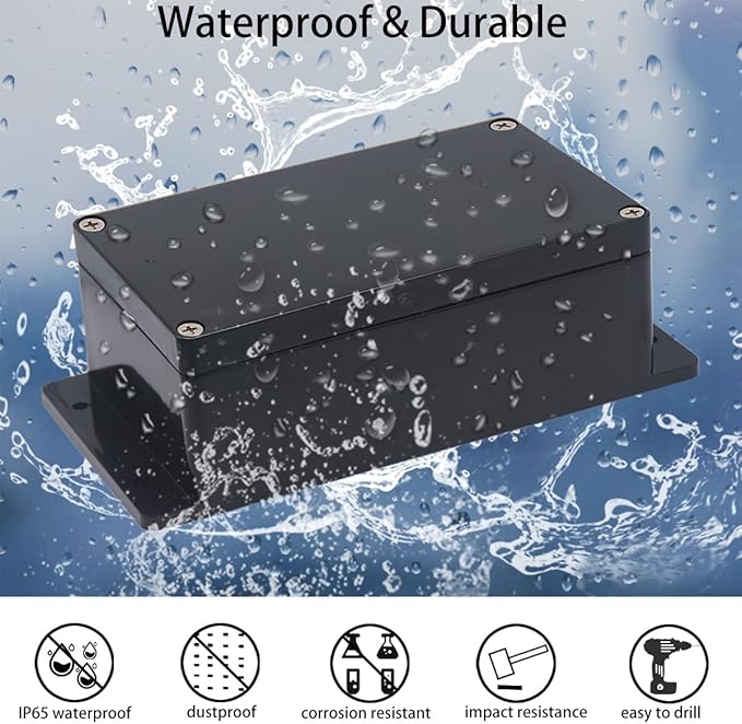 2 Pack Project Box IP65 Waterproof Junction Box ABS Plastic Black Electrical Boxes DIY Electronic Project Case Power Enclosure with Fixed Ear 4.53 x 3.54 x 2.17 inch (115x90x55mm) - Image 6