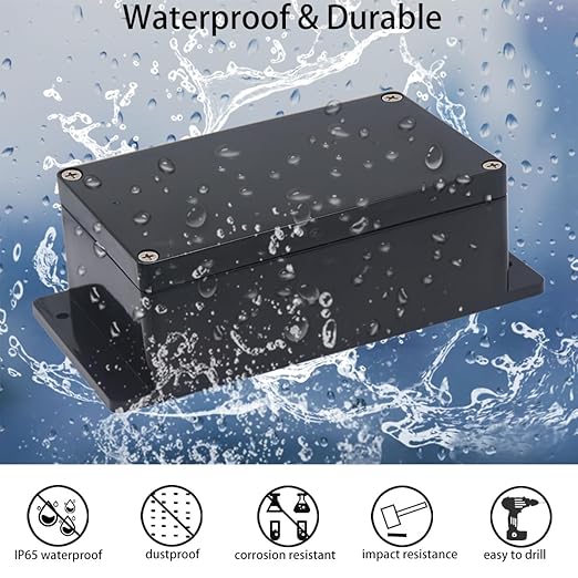 2Packs Junction Box IP65 Waterproof ABS Plastic Electrical Project Case Power Junction Boxes, Project Box with Fixed Ear Black 3.94x2.68x1.97 inch(100x 68 x50 mm) - Image 7