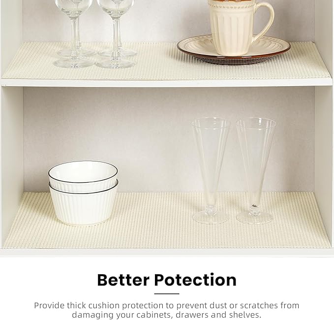 BAGAIL Drawer and Shelf Liner, 24 in X 20 Ft Non-Adhesive Shelf Liners for Kitchen Cabinets, Thick Strong Grip Liners for Desk, Shelves, Bathroom Drawers, Cabinet Protection - Cream - Image 5
