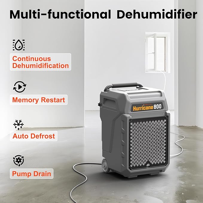 Abestorm 170 Pints Commercial Dehumidifiers with Pump & Drain Hose, Portable Industrial Dehumidifier for Water Damage Restoration, Basements, Warehouses - Covers Up to 2,100 Sq.Ft - 5-Year Warranty - Image 3