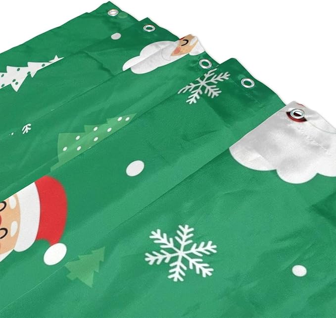 Christmas Green Santa Tree Shower Curtain Liner 72×72 inch for Bathroom Curtain Anti Mold Shower Curtain with Hooks Shower Accessories - Image 3