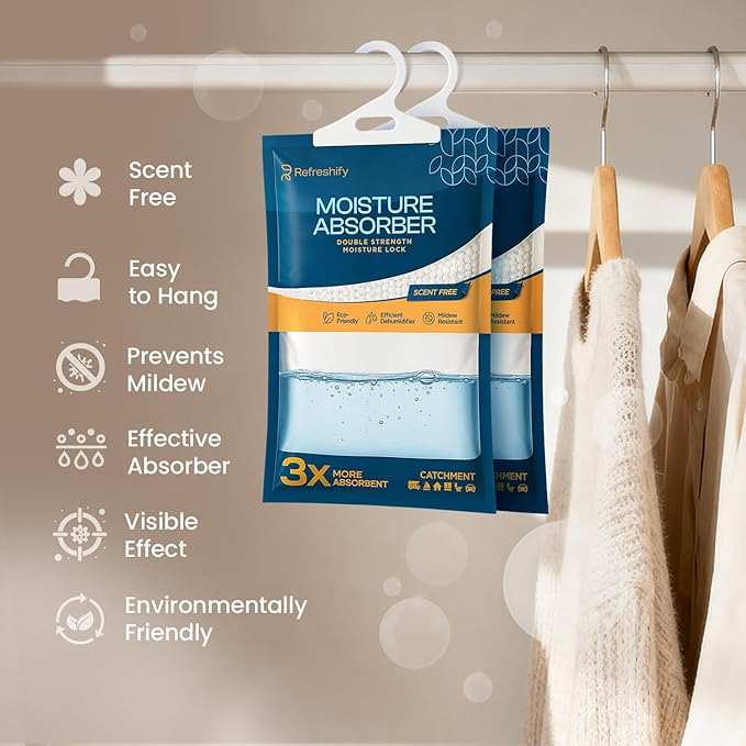 Moisture Absorbers and Humidity Absorber Bags for Closet - 10 Pack High-Efficiency Moisture Absorber and Humidity Packs for Home, Moisture Bags and Dehumidifier Bags for Car Fragrance Free, 10 Pack - Image 2