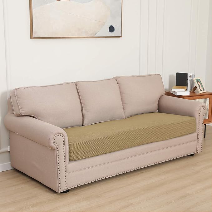Easy-Going Stretch Cushion Cover Sofa Cushion Furniture Protector Sofa Seat Sofa slipcover Sofa Cover Soft Flexibility with Elastic Bottom(Sofa Cushion,Golden) - Image 2