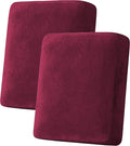 H.VERSAILTEX Velvet Stretch Couch Cushion Cover Plush Cushion Slipcover for Chair Loveseat Sofa Cushion Furniture Protector Seat Cushion Sofa Cover (2 Piece Medium Sofa Cushion Covers, Burgundy) by HVERSAILTEX