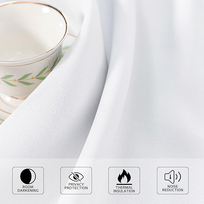 MYSKY HOME White Curtains for Bedroom, Grommet Room Darkening Curtain for Living Room, Vertical Blinds Privacy Thermal Insulated Curtain for Kitchen, 1 Curtain Panel, 42 x 45 Inch, Pure White - Image 5