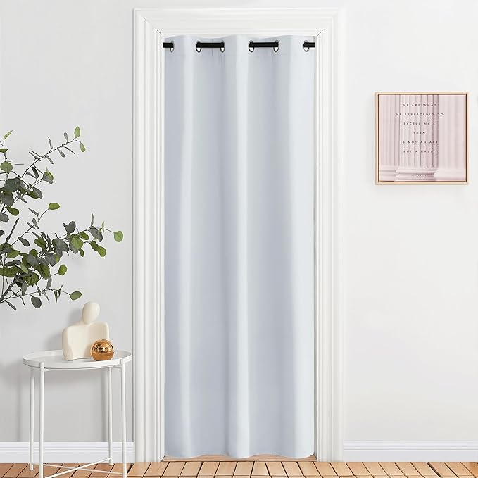 NICETOWN Curtains & Drapes for Door Tapestry, Sound Noise Canceling Room Darkening Replacement Makeshift Curtains for Bathroom Pantry Bedroom Closet (Greyish White, 1 Panel, 2.8ft Wide x 6.7ft Long) by NICETOWN
