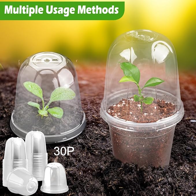 6 Inch Clear Humidity Dome, 30 Pcs Adjustable Plant Pot Domes Compatible with 6" Nursery Pots, Reusable Transparent Grow Dome Cover for Seed Starter Pots Outdoor Gardening Plant Growth - Image 6
