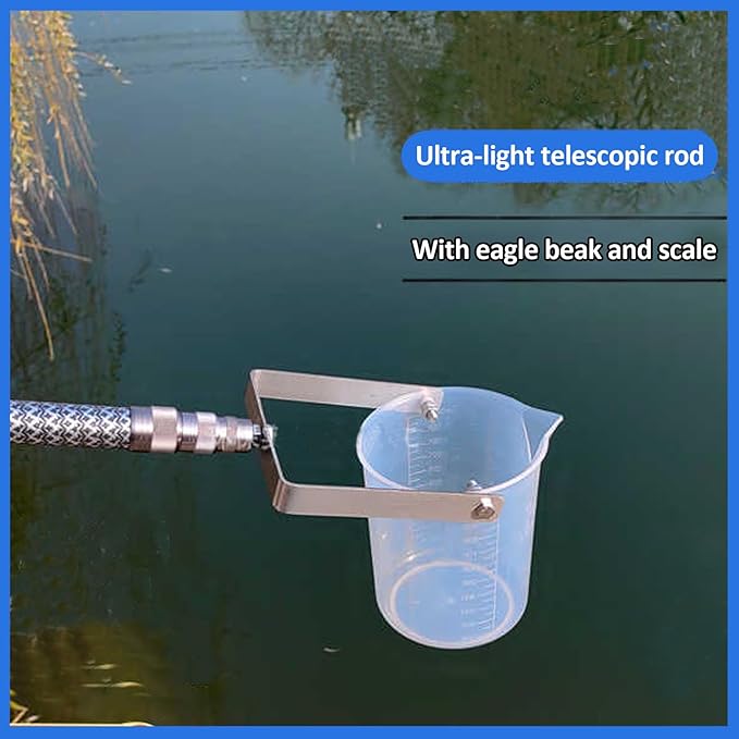 Water Sampling Pole,Telescopic Water Sampler,Pendulum Beaker Sampler with Swivel & Fixed!for Environmental Monitoring,Water Quality Sample Collection(Size:500ml,5m(16.4ft),Color:Plastic) - Image 3