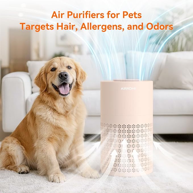 AIRROMI Air Purifier for Bedroom with HEPA 3-in-1 Filter, Pet Air Purifier for Home Cat Pee Smell, Covers Upto 990 Ft², Quiet 360°intake Air Cleaner for pet hair,allergies,Dust,Smoke A2001 Orange - Image 7