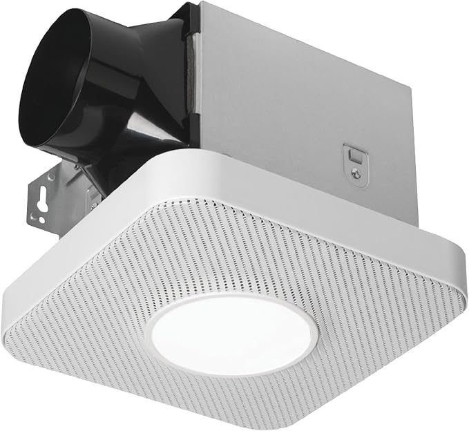 Homewerks 7130-40-BT DC Bathroom Fan with Light and Bluetooth Speaker 90-CFM 1.2 Sones White Easy Install, 4000 Kelvin Cool White Light by HomewerksWorldwide