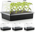 4-Pack Seed Starter Trays with 5'' Tall Humidity Domes – Reusable Plant Germination Kit for Microgreens, Herbs & Indoor Gardening | Clear Vented Lids, Fast Seedling Growth & Durable Design by RooTrimmer