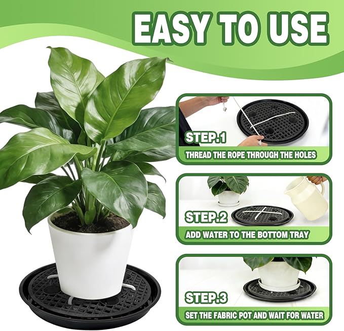 4 Pcs 14'' Self-Watering Pot Base, Auto-Irrigation System Plant Saucer Stand for 5 Gallon Fabric Pot, Auto Watering Plant Water Tray Self Watering System for Indoor Greenhouse Grow Tent Garden - Image 5