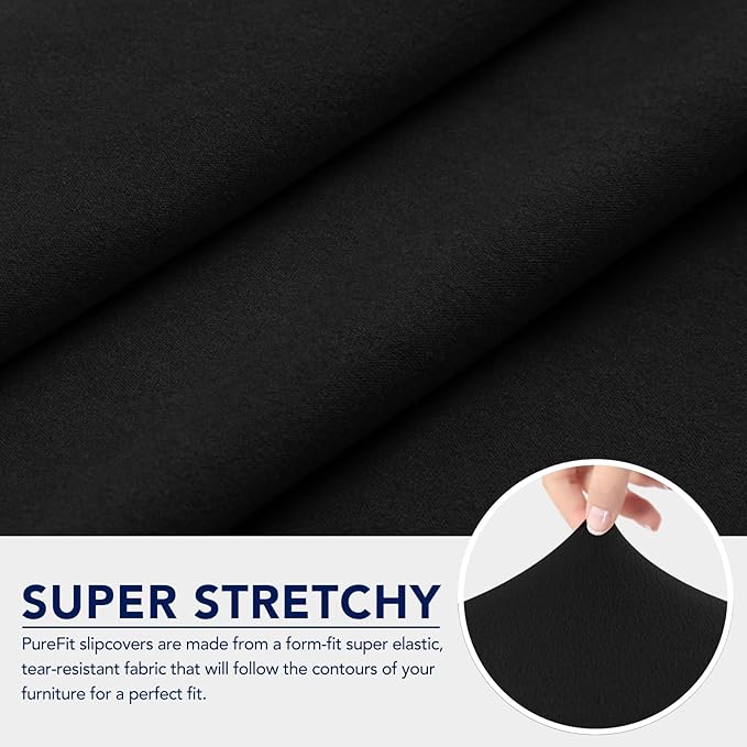 PureFit 100% Dual Waterproof Couch Cover Slipcovers for Couches and Sofas - Stretch Non Slip Fleece Sofa Covers Washable, Leakproof Furniture Protector for Kids, Pets, Dog (Recliner, Black) - Image 5