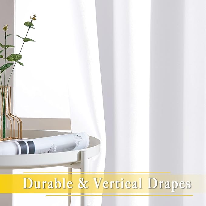 NICETOWN Sliding Door Curtain Window Treatment, Energy Smart Thermal Insulated Extra Wide Solid Blackout Curtains/Drapes for Patio Door/Porch (Pure White, 1 PC, W80 x L108) - Image 5