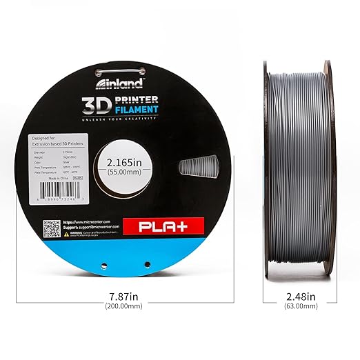 INLAND Micro Center PLA+ 3D Printing Filament 1.75mm - PLA Pro Dimensional Accuracy +/- 0.03 mm - 1kg Cardboard Spool (2.2 lbs) (1 Pack Silver, 1.75mm) - Image 4