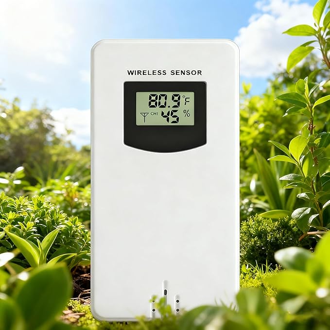 Digital Indoor Outdoor Wireless Remote Sensor, Temperature and Humidity Meters, Sutible for Weather Station with Rain Gauge (3378R) - Image 2