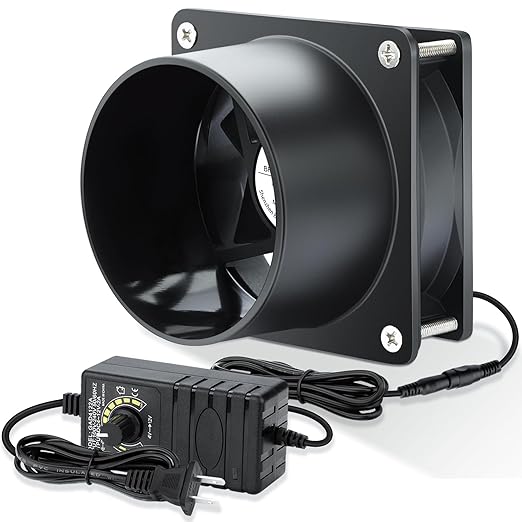 Wathai 80mm 12V DC Axial Exhaust Fan Small Fume Extractor with AC Plug, Dual Ball Speed Controller – for Soldering, 3D Printer Enclosure, Ventilation, DIY Cooling - Image 7