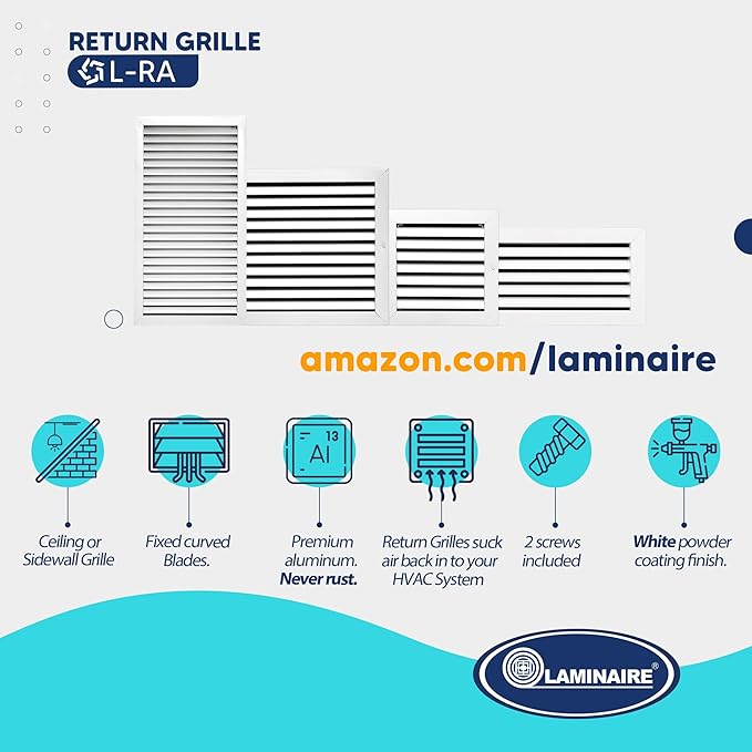 24x10 Inch (Duct Opening) Air Return Vent Cover Decorative – Premium Aluminum AC Vent Cover for Ceiling & Wall, Rustproof Grille, Ideal for Home HVAC Grille, Durable & Easy to Install by ACLAMINAIRE - Image 6