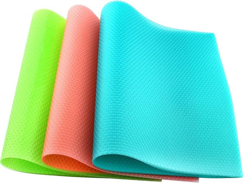 11 PCS Refrigerator Mats, EVA Refrigerator Liners for Shelves Washable Can Be Cut Fridge Shelf Liner Waterproof Fridge Pads Mat Drawer Table Placemats, Pink/3 Green/4 Blue/4 by PSISO