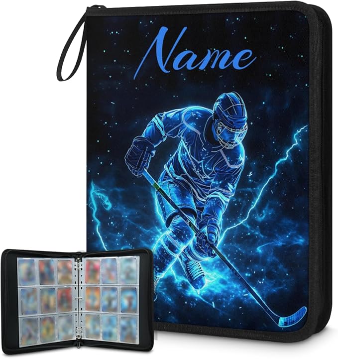 Custom Hockey Card Binder, Personalized 9 Pocket Trading Card Binder Fits 900 Pockets Holder Binder Collector Storage Album for TCG, MTG, Sports Cards by Joyousleap
