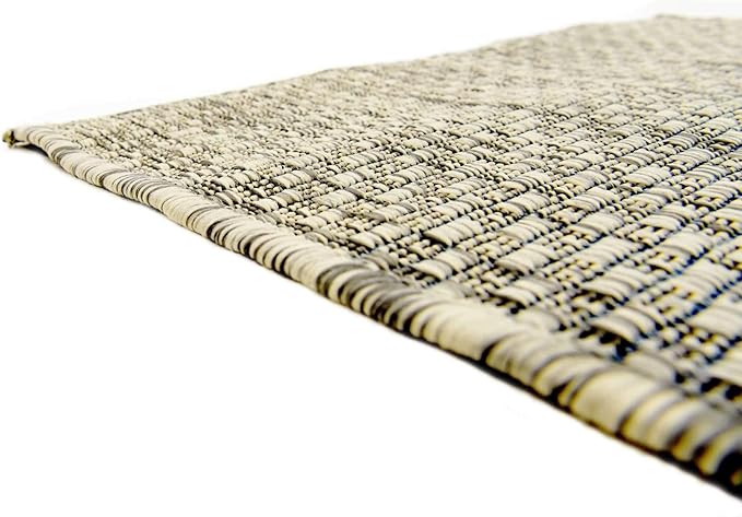 Unique Loom Collection Casual Transitional Solid Heathered Indoor/Outdoor Flatweave Area Rug (2' x 6' 1" Runner, Light Gray/Ivory) - Image 11