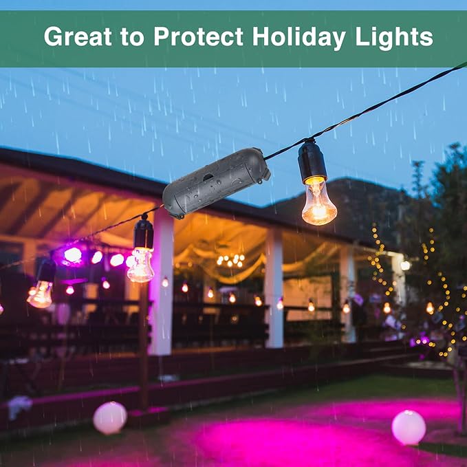 Flemoon [3 Pack] Outdoor Extension Cord Safety Cover with Waterproof Seal, Weatherproof Electrical Connection Box to Protect Outdoor Outlet, Plug, Socket, Christmas Holiday Decoration Light, Gray - Image 6