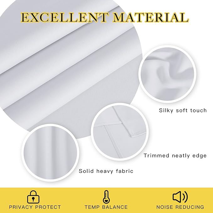 NICETOWN Greyish White Sliding Door Curtain 118 inch Length, Grommet Room Darkening Thermal Curtain Extra Long Sound Dampening for Living Room/Bedroom, W66 x L118, 1 Panel - Image 5