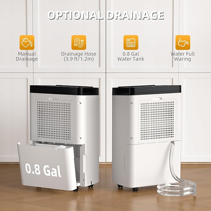 AIRPLUS 4,500 Sq. Ft. 70pint Dehumidifier, Humidity with Auto Shut off, Auto Drain or Manual Drainage, 0.8 gal Water Tank Capacity for Home and Basement - Image 5