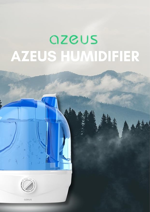 AZEUS Humidifiers for Bedroom, 2.8L Ultrasonic Cool Mist Humidifiers for Home Baby Nursery & Plants, Quiet Top Fill Air Humidifier Lasts Up to 30 Hours, Auto Shut-Off (BPA-Free) - Image 2
