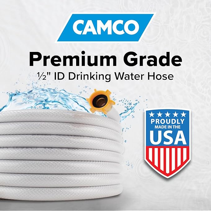 Camco TastePURE 50-Ft Water Hose - RV Drinking Water Hose Contains No Lead, No BPA & No Phthalate - Features Reinforced Design & Crafted of PVC - 1/2” Inside Diameter, Made in the USA (22753) - Image 2