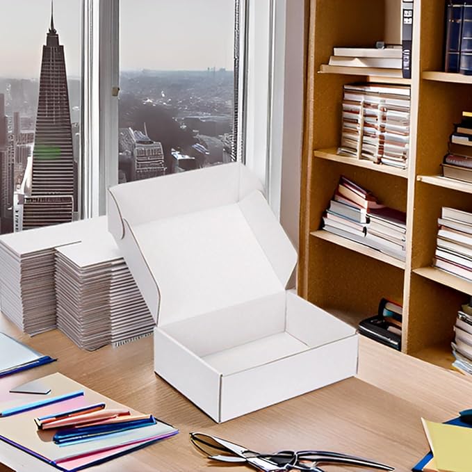 Small Shipping Boxes 10x8x3 Inch (25 Pack) - Sturdy White Corrugated Cardboard Boxes for Small Business, Ecommerce, Mailing & Packaging | Recyclable Gift & Storage Boxes - Image 4