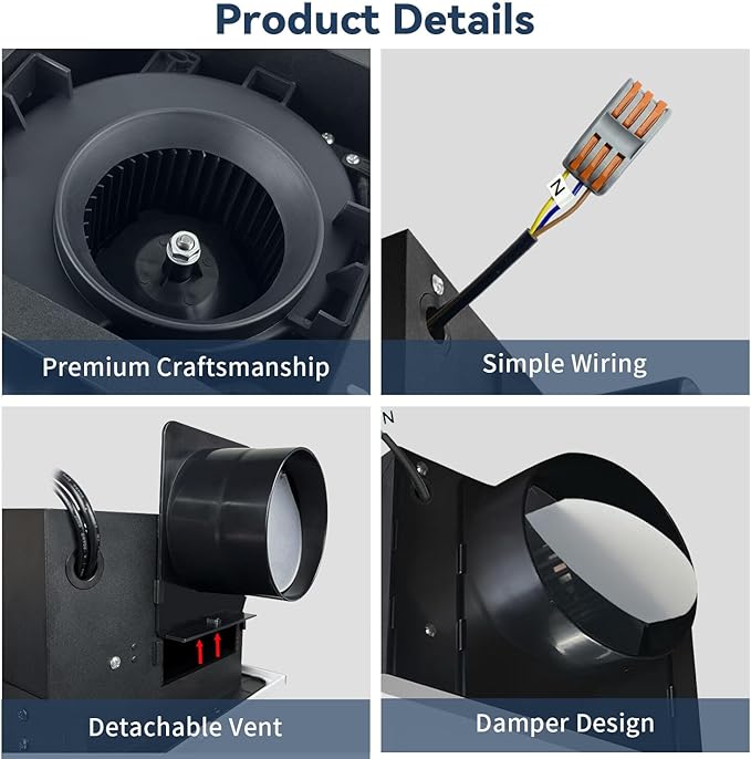 Bathroom Exhaust Fan 88CFM 1.0 Sone, Ultra-quiet Bathroom Vent Fan System Extractor Energy Saving Ceiling Exhaust Ventilation Shower Bath Fan - Image 3
