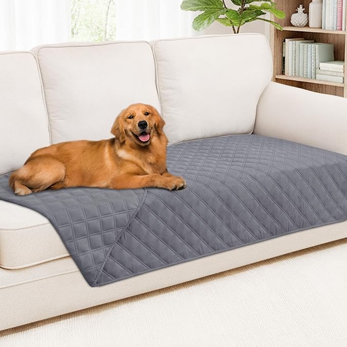 Smiry Waterproof Dog Bed Cover Pet Blanket, Soft Washable Dog Blanket for Furniture Bed Couch Sofa Reversible, Checkered (40"x70", Grey/Grey) by Smiry