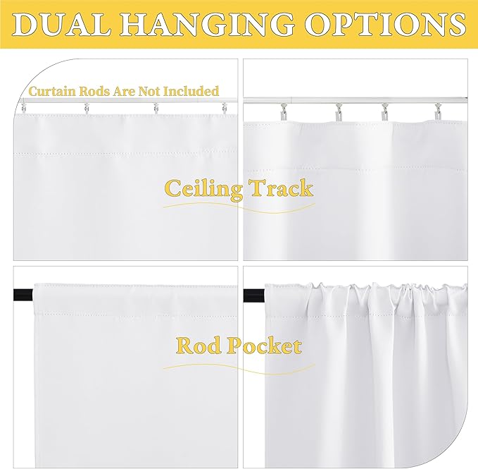 NICETOWN 1 Panel Blackout Door Curtain, Thermal Insulated Privacy Window Covering for Patio French Front Door Sidelight Curtain, Rod Pocket and Ceiling Track, W36 x L72 inch, Pure White - Image 3