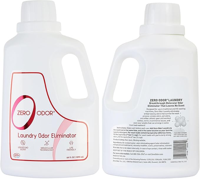 Zero Odor – Laundry Odor Eliminator - Permanently Eliminate laundry Odor – Patented Molecular Technology Best For Clothes, Towels & Linens, Shoes, Bags, Etc. - rinse and refresh Again, 64oz - Image 3